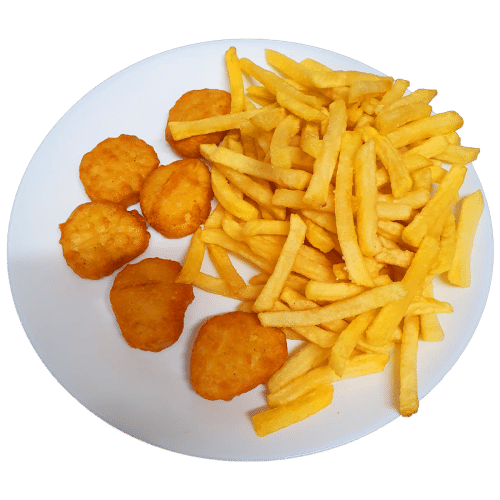 Chicken Nuggets (6 Stück) mit Pommes frites