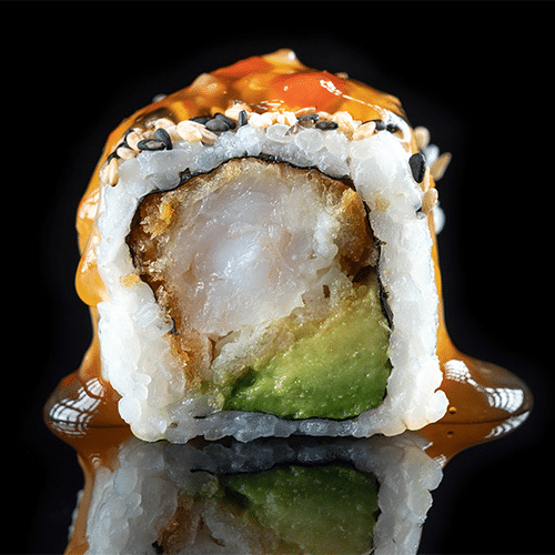 Tempura-Garnelen mit Avocado California