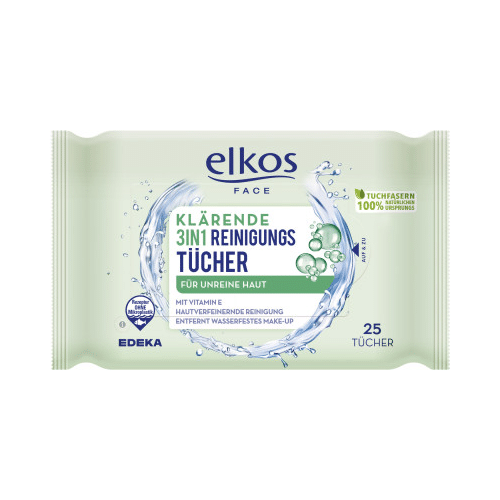 Elkos Klärende 3in1 Reinigungstücher Makeup entferner 25stk.
