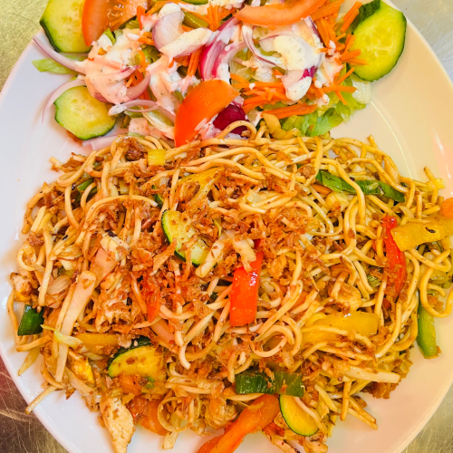 Gebratene Reis Mit Hühnerfleisch