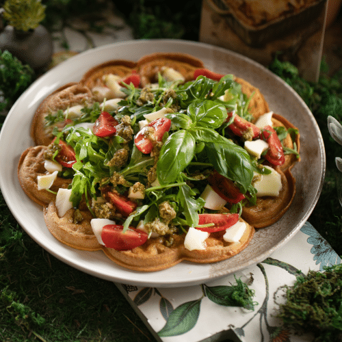 Vegane Waffel Caprese
