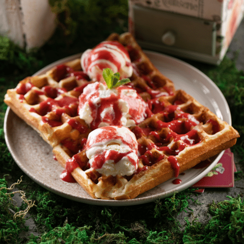 Vegane Waffel Erdbeer-Marmelade (hausgemacht)