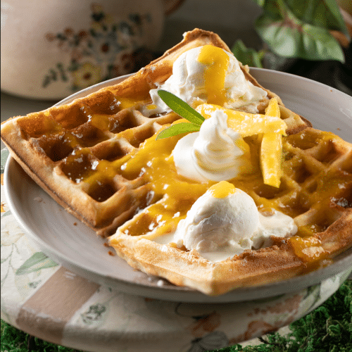 Vegane Waffel Mango-Passionsfrucht-Marmelade (hausgemacht)