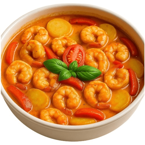 Kartoffelauflauf mit Scampi, Knoblauch und Sahnesauce