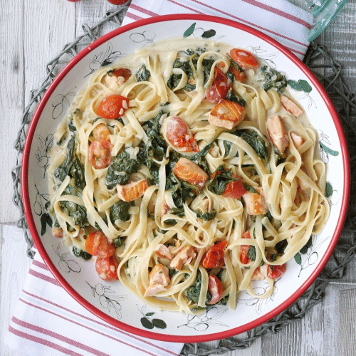 Pasta Lachs-Spinat