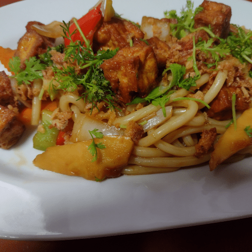 Gebratene Udon-nudeln - Tofu Bio