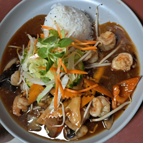 Teriyaki-Sauce- Garnelen