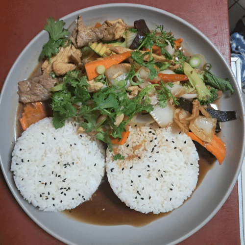 Teriyaki-Sauce- Rindfleisch