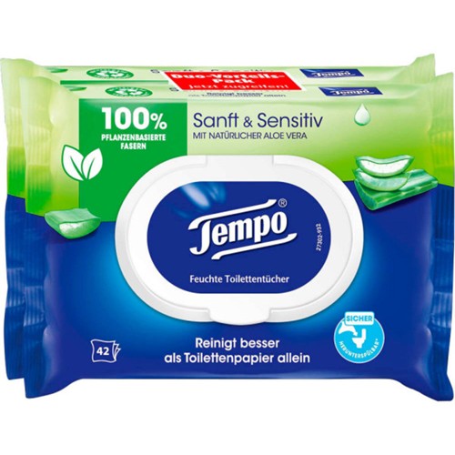 Tempo Feuchtes Toilettenpapier Aloe Vera 2 x 150g 