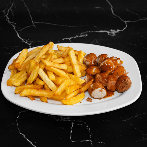 Currywurst mit Pommes frites (Pute)