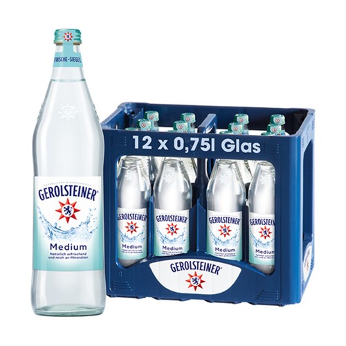 Gerolsteiner Mineralwasser Medium Glas 12 x 0.75l (MEHRWEG)