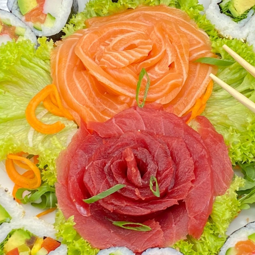 Lachs und Thunfisch Sashimi (14 Stück)