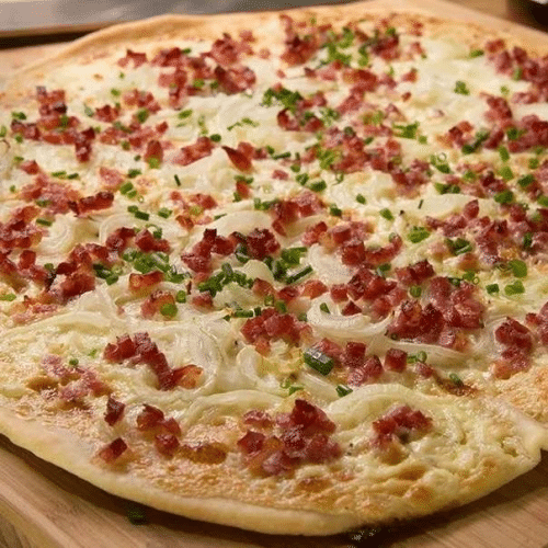 Flammkuchen 32 cm   Speck mit kase