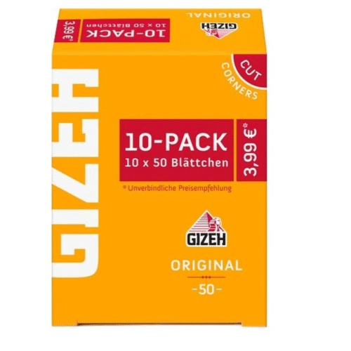 Gizeh Original gelb Zigarettenpapier 10er-Pack (10 x 50 Stück)