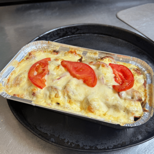 Kartoffelauflauf mit Dönerfleisch, Ananas, Putenschinken,