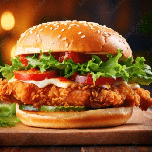 Crispy Chickenburger Menü (Pommes, Getränk)