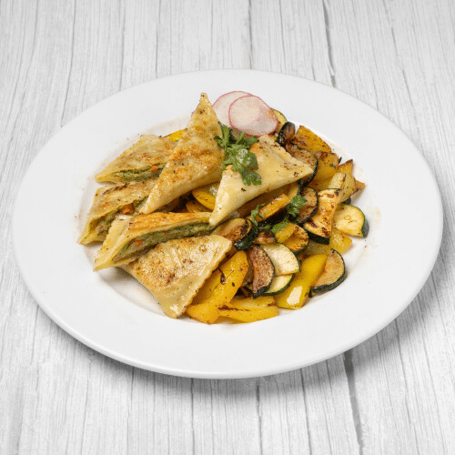 Gemüsemaultaschen (3 Stück) - mit Kartoffel-Gurkensalat