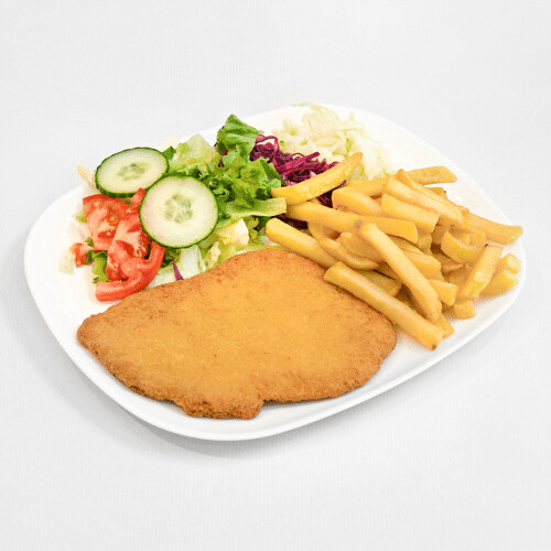Schnitzel mit Pommes und Salat