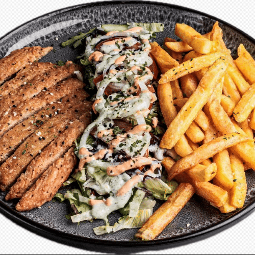 NoChickn Filet Teller mit Fritten