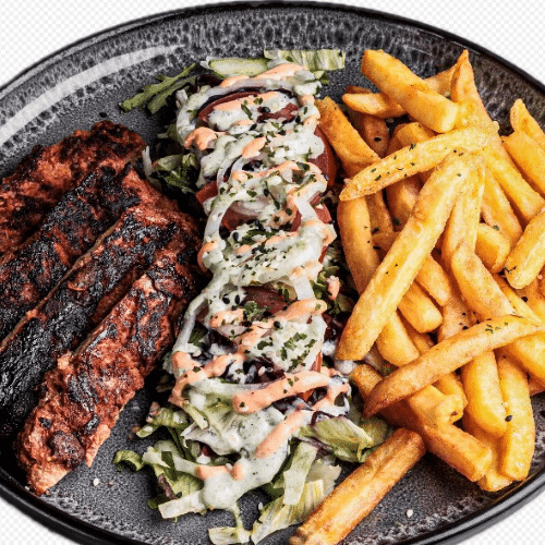 Spare Ribs Teller mit Fritten