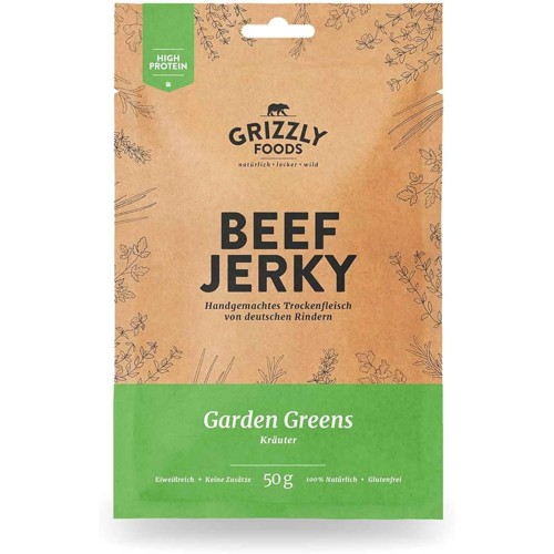 Grizzly Beef Jerky Garden Greens 50g
