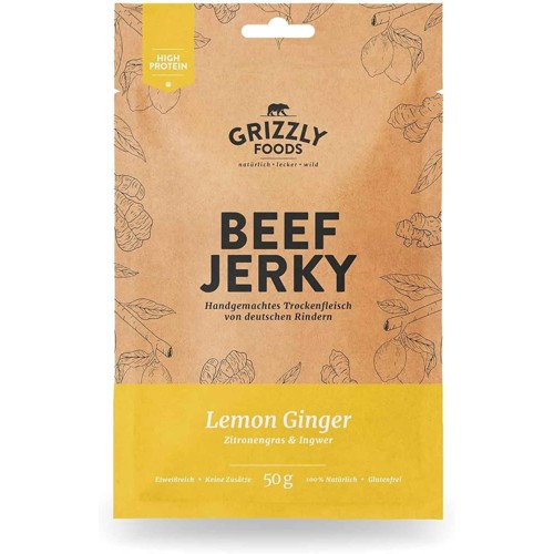 Grizzly Beef Jerky Lemon Ginger 50g