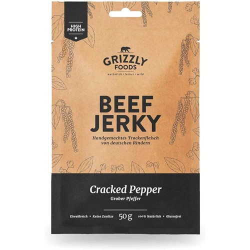 Grizzly Foods Beef Jerky Cracked Pepper 50g