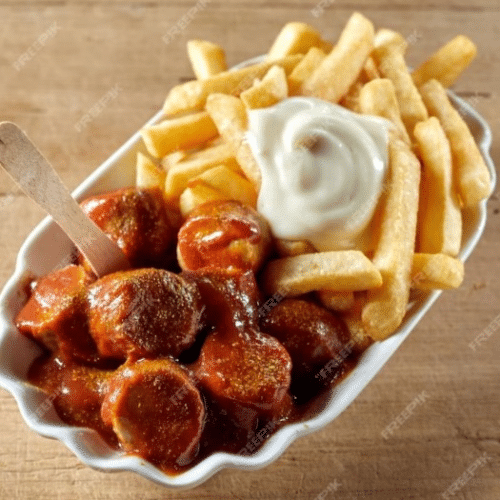 Currywurst mit Pommes Frites