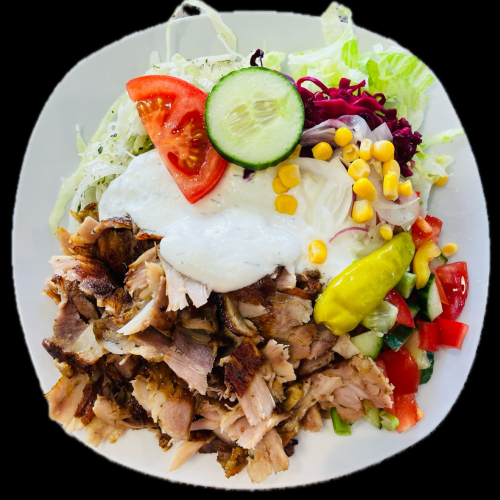 Drehspieß Teller mit Brot