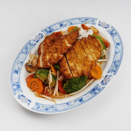 Gebackene Hühnerfleisch mit Süß-Sauer-Sauce