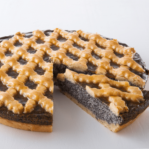 Mohnkuchen mit Mürbteiggitter