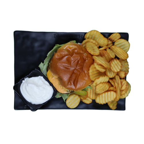 Beef Burger mit Pommes frites