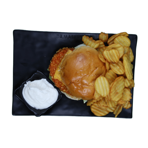 Chicken Burger mit Pommes frites