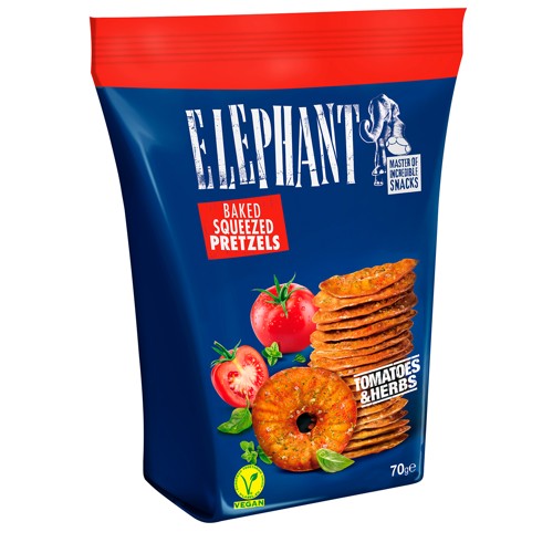 Elephant Squeezed Pretzels Tomatoes & Herbs 70g 