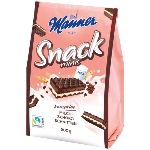 Manner Snack Minis Milch Schoko Schnitten 300g 