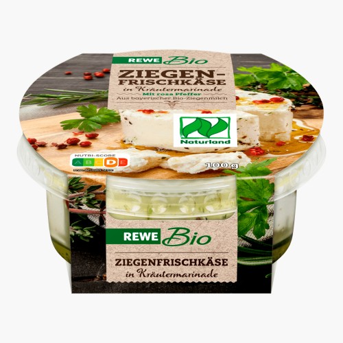 Rewe Bio Ziegenfrischkäse in Kräutermarinade mit rosa Pfeffer 100g