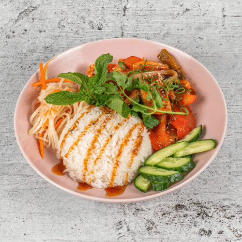 Tomato Tofu Rice Bowl (vegan)