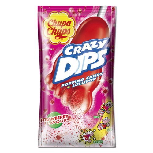 Chupa Chups Crazy Dips Erdbeer Lutscher 14g