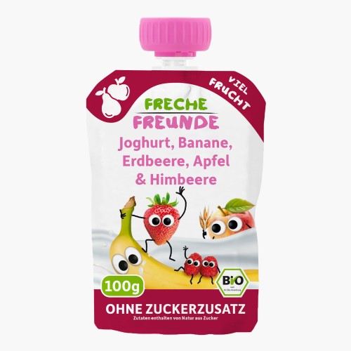 Freche Freunde Bio Quetschie Joghurt, Banane, Erdbeere, Apfel & Himbeere 100g