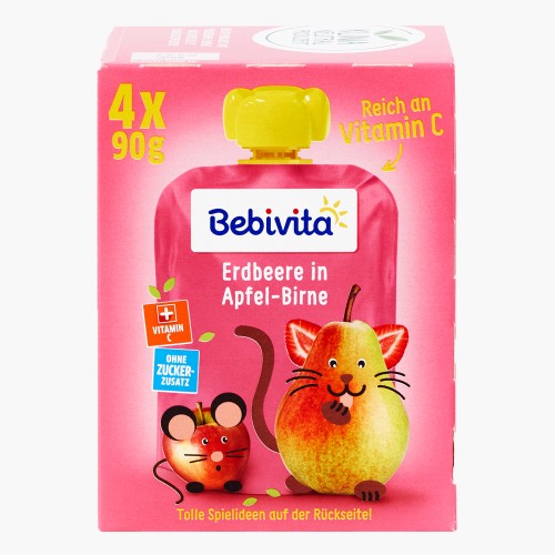 Bebivita Quetschie Erdbeere in Apfel und Birne 4x90g