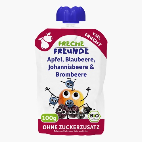 Freche Freunde Bio Quetschie Apfel, Blaubeere, Johannisbeere & Brombeere 100g