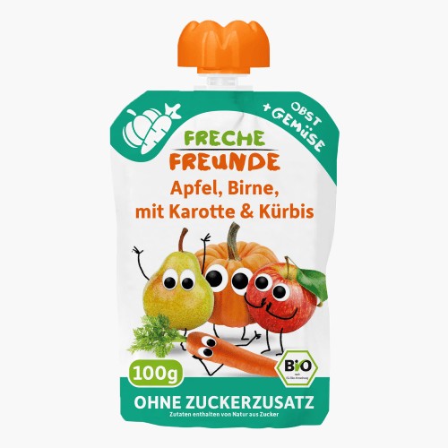 Freche Freunde Bio Quetschie Apfel, Birne, Karotte & Kürbis 100g