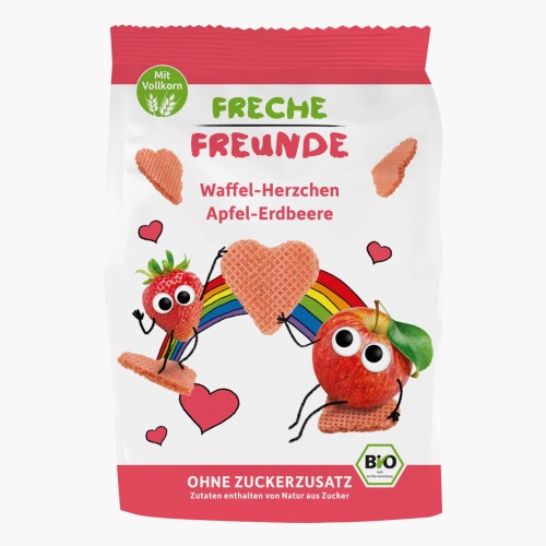 Freche Freunde Bio Waffel-Herzchen Apfel-Erdbeere 25g