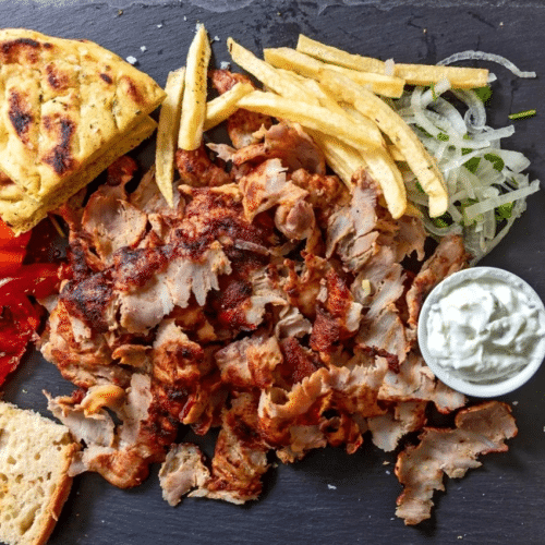 Gyros Teller mit Schweinefleisch,