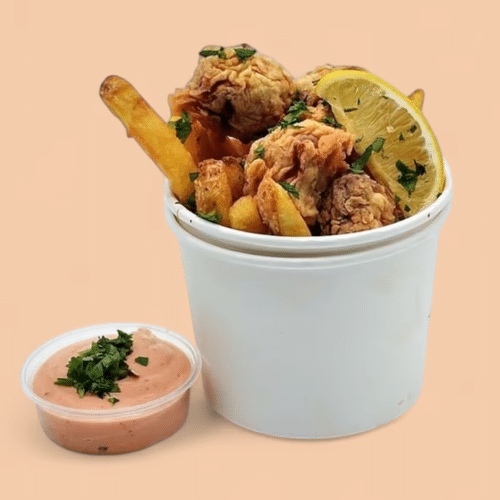 Pop Chicken und Pommes