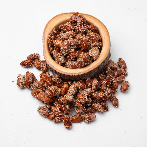 Frisch gebrannte Mandel mit Sesam 200g