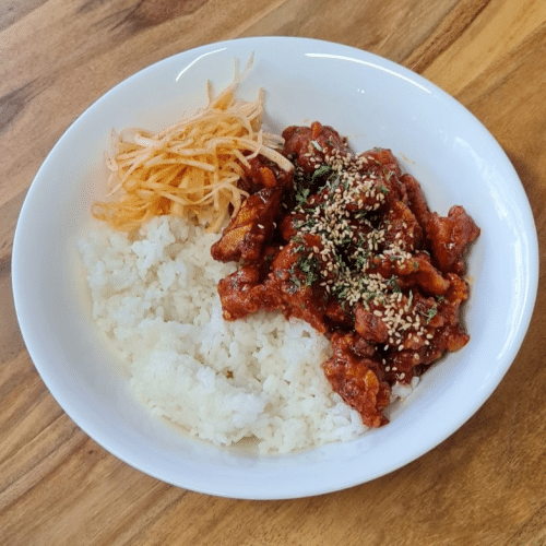 Chibap, scharf (Reis mit koreanische fried Chicken)