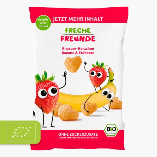 Freche Freunde Knusper-Herzchen Bio Banane & Erdbeere 30g