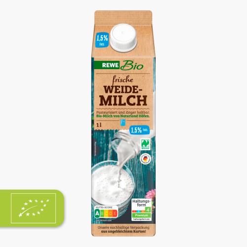 REWE Bio Frische Weidemilch 1,5% 1l