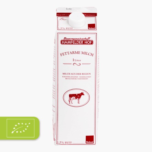 Hamfelder Bio-Milch 1,5% Fett. 1l